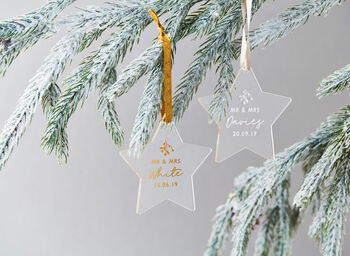 Personalised Married Christmas Star Decoration, 6 of 6