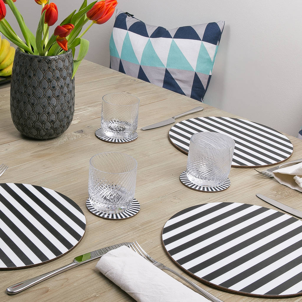 stripes round placemat set by maik