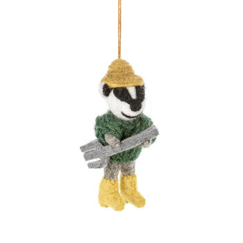 Handmade Felt Boris The Gardening Badger Decoration, 2 of 3