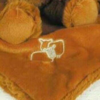 Highland Cow Brown Toy Soother With Engraved Heart, 6 of 12