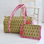Green And Pink Floral Quilted Make Up Bag, thumbnail 3 of 5