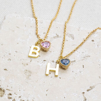 Personalised Heart Birthstone Charm Necklace, 3 of 11