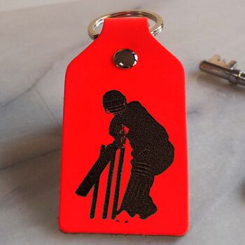 Cricket Lover's Leather Key Ring, 4 of 12