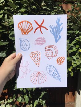 Seashell Illustrated Print A4, 2 of 2