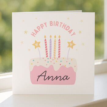 Personalised Birthday Cake Card For Daughter, Granddaughter, Goddaughter, 6 of 8
