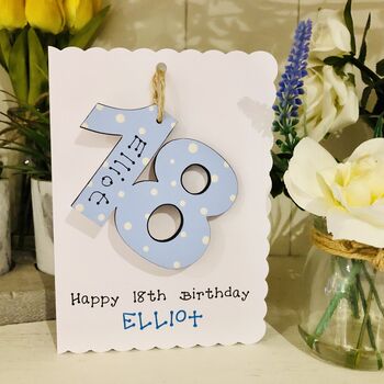 Personalised 18th Birthday Card Wooden Number Gift, 2 of 12