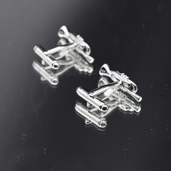 Trumpet Silver Cufflinks Gift For Musicians 316 L Stainless Steel Jazz Accessory, 4 of 5