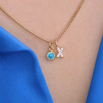 Gold Sparkle Kiss Birthstone Necklace, 5 of 8