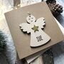 Personalised Wooden Angel Decoration Christmas Card, thumbnail 1 of 3