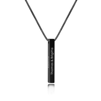 Personalised Laser Engraved 3D Rectangle Bar Necklace, 3 of 8