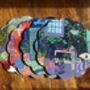 Melamine Placemat Scalloped Round Hand Drawn, thumbnail 1 of 12