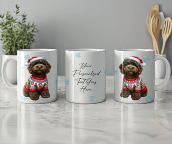 Personalised Chocolate Cockapoo In Christmas Jumper Mug, 2 of 2