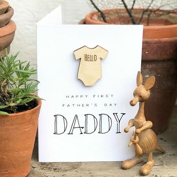 Happy First Fathers Day Wooden Trinket Card, 2 of 3