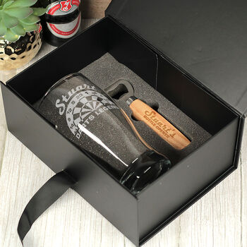Personalised Darts Legend Pint Glass With Flights Gift Set, 8 of 8