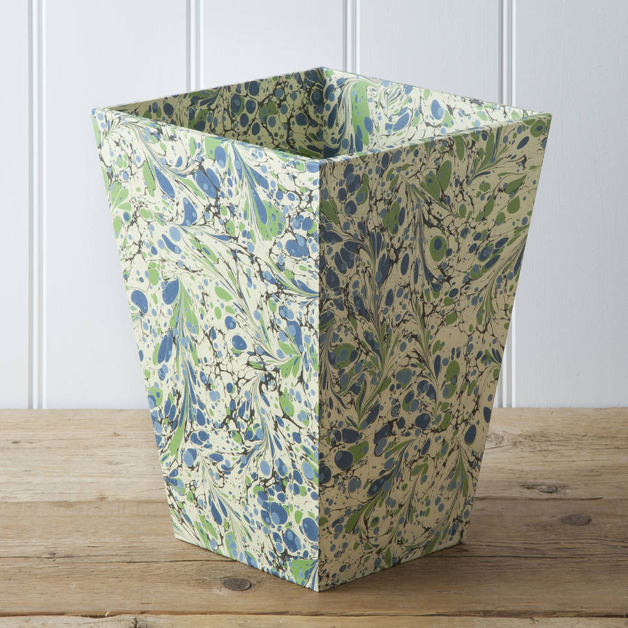 Marbled Wastepaper Bin And Liner By Harris & Jones