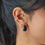 Small Navy Resin Hoop Earrings In Gold Plating, thumbnail 1 of 5