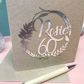 Personalised 60th Floral Birthday Papercut Card, 11 of 11