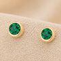 Gold Plated Sterling Silver May Emerald Birthstone Stud Earrings, thumbnail 1 of 5