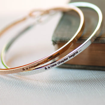 And A New Chapter Begins Slim Brass Bangle, 4 of 12
