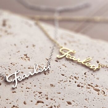 Fearless Script Taylor Swift Inspired Necklace In Stainless Steel With Adjustable Chain, 3 of 7