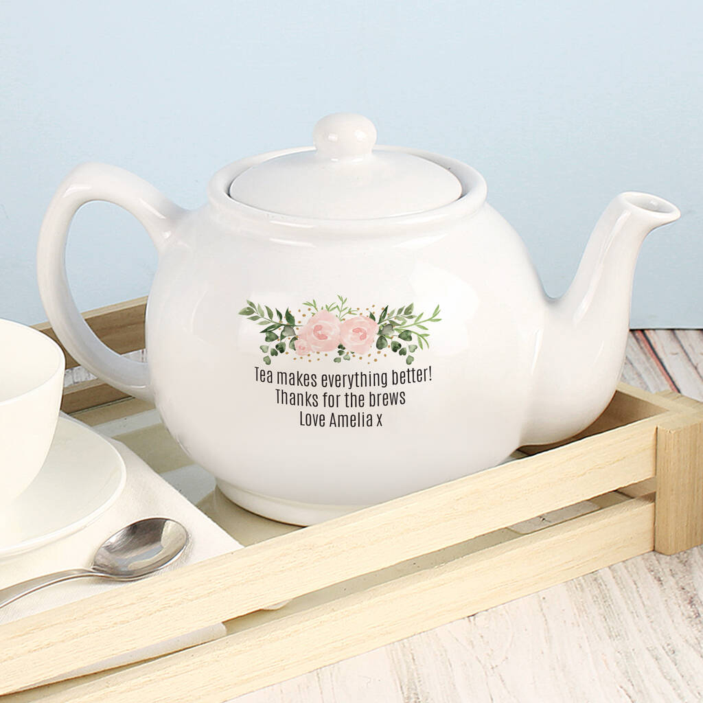 Personalised Love You Floral Teapot By Blackdown Lifestyle