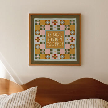 If Lost, Return To Duvet Bedroom Print, 8 of 11