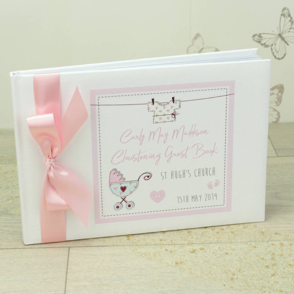 Vintage Printed Christening Guest Book By Love Lumi Ltd