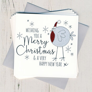 Pack Of Five Handmade Sparkly Christmas Cards By Eggbert & Daisy