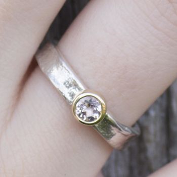 Textured Silver And Gold Matilda Morganite Ring, 2 of 7