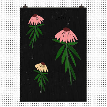 Illustrated Floral Poster 'Echinacea Blackboard', 2 of 3
