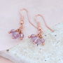 Rose Gold Plated Trio Birthstone Cluster Earrings, thumbnail 1 of 9