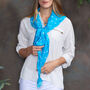 Turquoise Luxury Silk Hand Tie Dyed Scarf, thumbnail 1 of 6