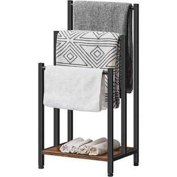 Towel Rack Stand With Three Towel Rails Storage Shelf, 8 of 9