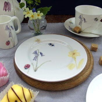 Fine Bone China Bee And Spring Flowers Cake Plate, 5 of 12