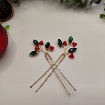 Handmade Festive Hair Pins Set Of Two, 9 of 12