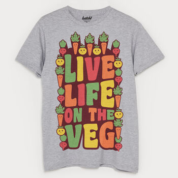 Live Life On The Veg Men's Slogan T Shirt, 2 of 3