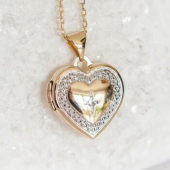 Personalised 9ct Mixed Gold Diamond Heart Locket, 3 of 10