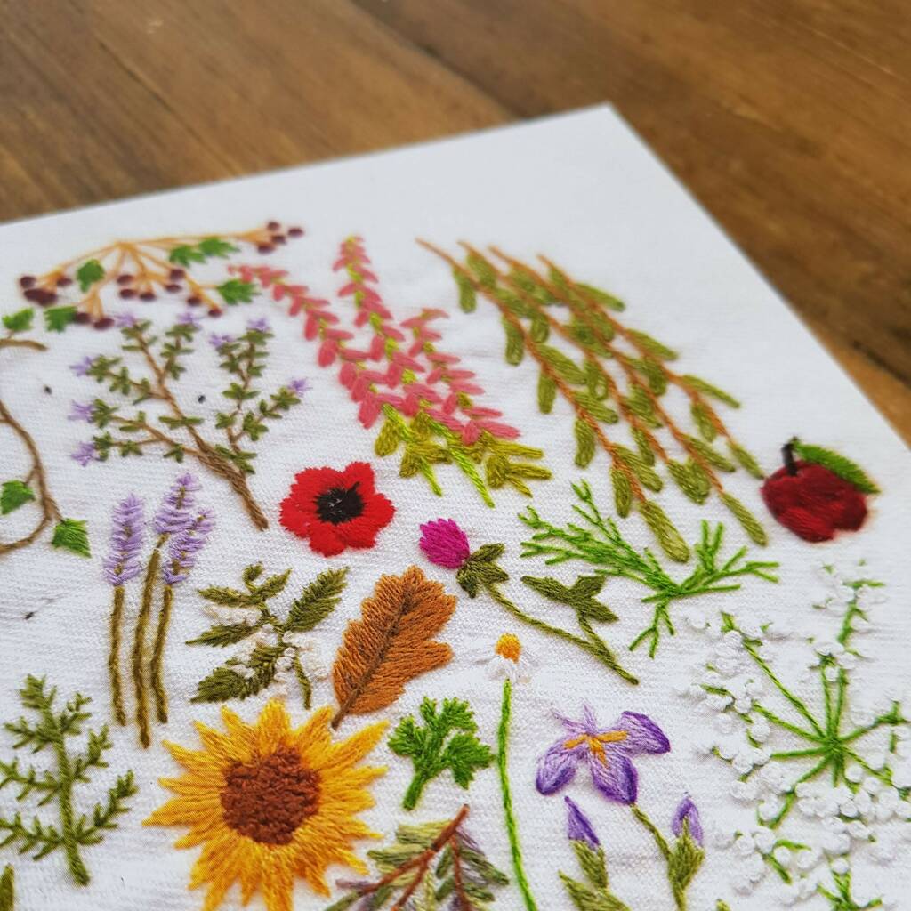 Botanical Hand Embroidery Print, Unframed By Delicious Monster Tea ...