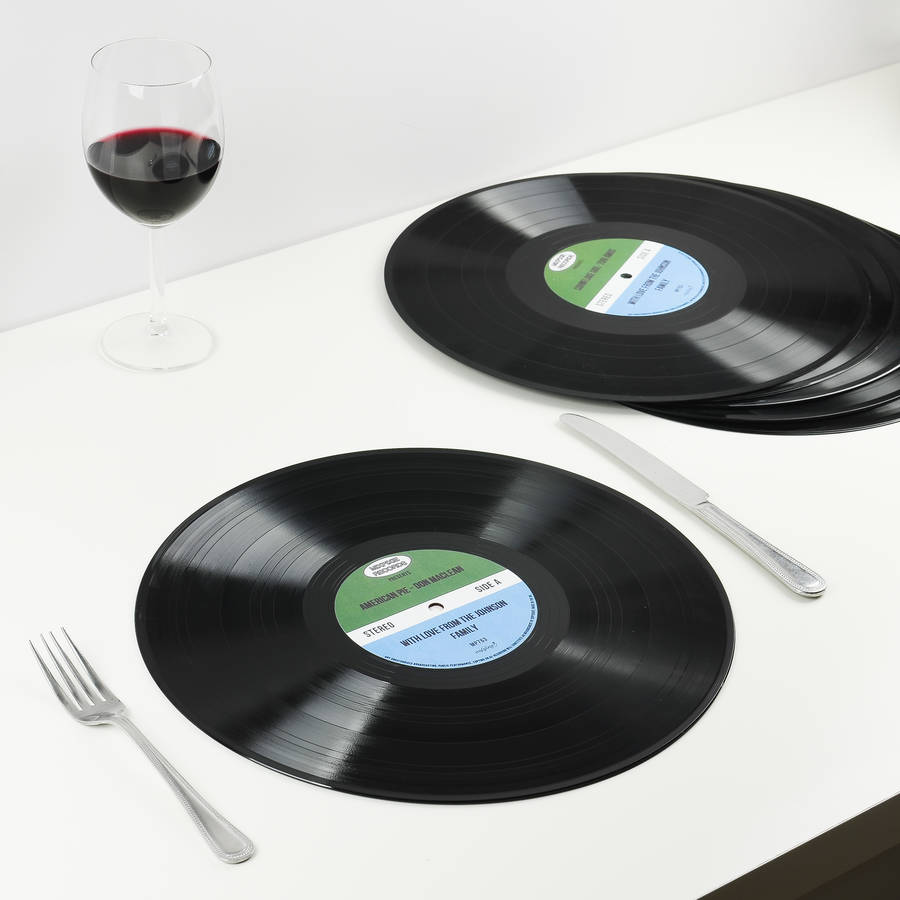 personalised vinyl record placemats by mixpixie