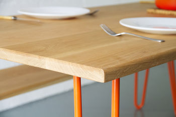 Dining Set With Industrial Hairpin Legs In Oak, 5 of 11