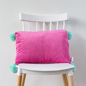 Harlequin Velvet Pompom Cushion, 2 of 5