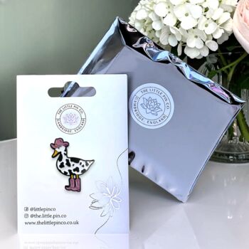 Cowgirl Cow Print Duck Western Enamel Pin, 2 of 9