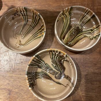 Taupe And Green Hand Painted Earthenware Bowl, 3 of 3