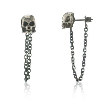 Wdts Skull With Chain Earrings, 2 of 3