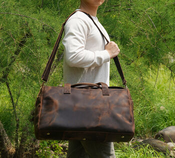 Genuine Leather Weekend Bag In Vintage Look, 2 of 12