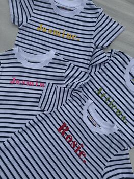Personalised Classic Striped Breton Embroidered T Shirt, 3 of 7