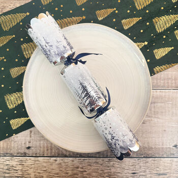 Luxury Silver And Blue Christmas Tree Scene Crackers X Six, 6 of 6