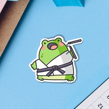 Cute Karate Frog Vinyl Sticker, 2 of 8