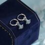 Sterling Silver Enamel Ivy Leaf Huggie Hoop Earrings, thumbnail 3 of 10