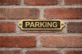 Custom Parking Brass Plaque With Black Finish, 2 of 5